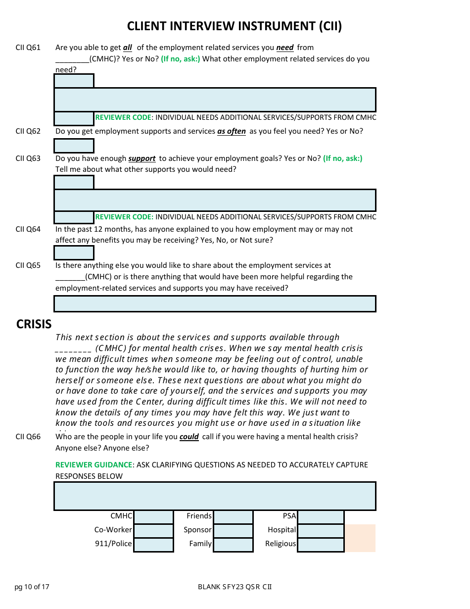 Client Interview Instrument (Cii) - New Hampshire, Page 10