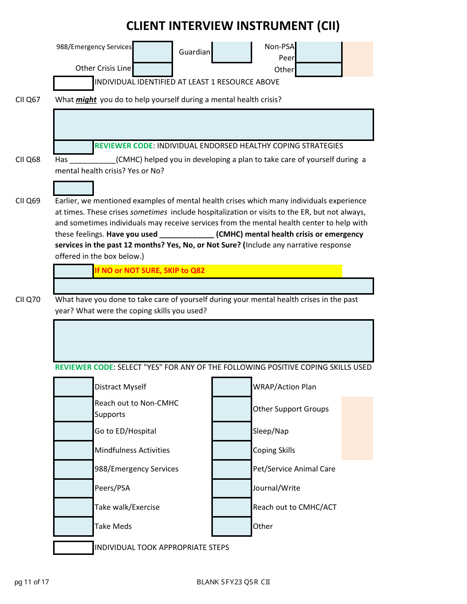 Client Interview Instrument (Cii) - New Hampshire, Page 11