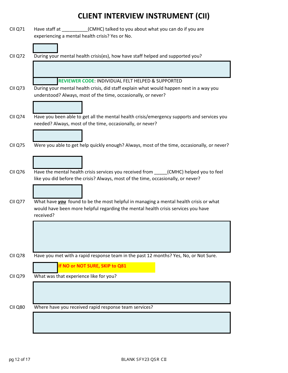 Client Interview Instrument (Cii) - New Hampshire, Page 12
