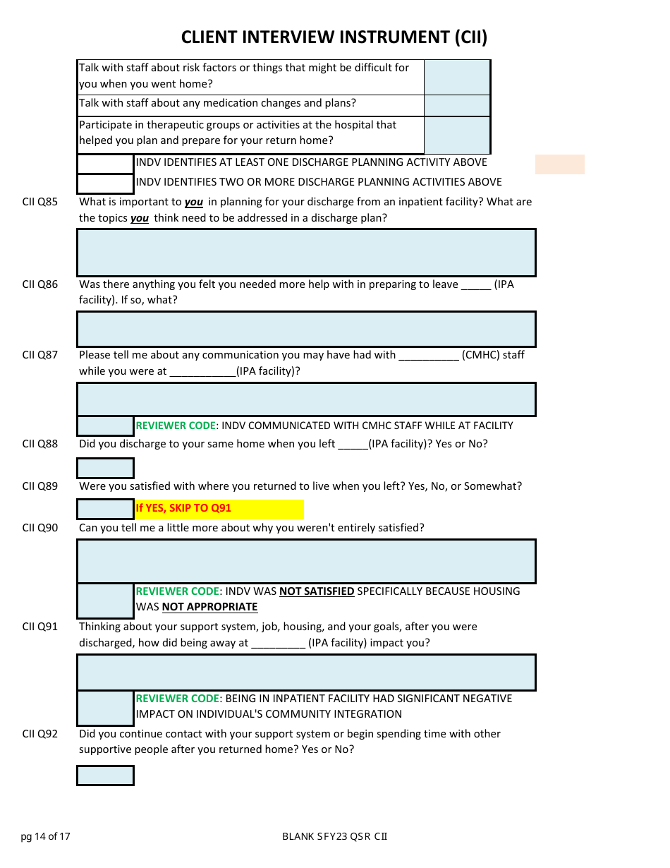 Client Interview Instrument (Cii) - New Hampshire, Page 14