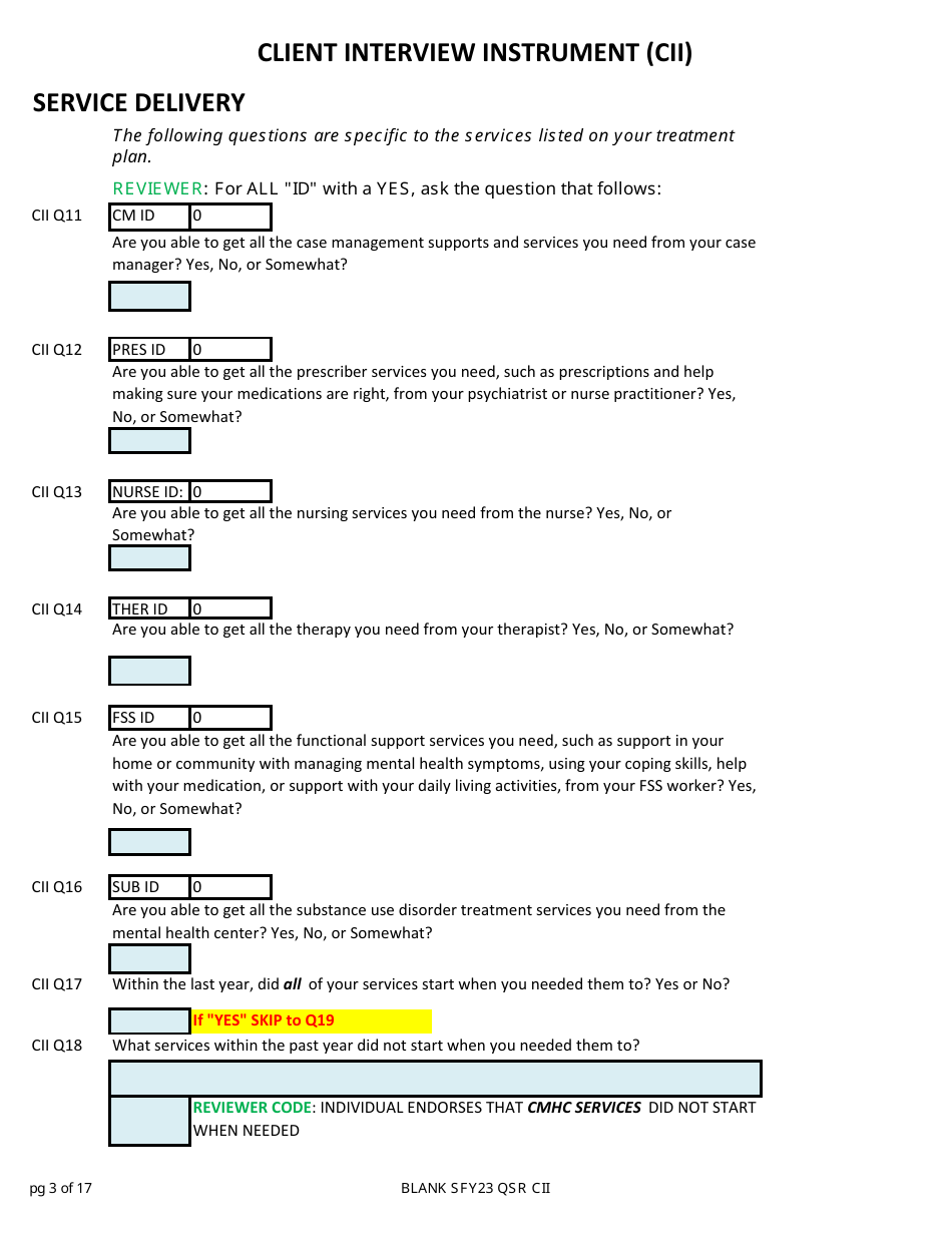 Client Interview Instrument (Cii) - New Hampshire, Page 3