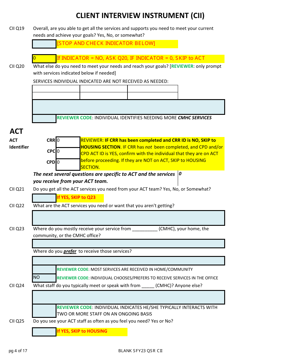Client Interview Instrument (Cii) - New Hampshire, Page 4