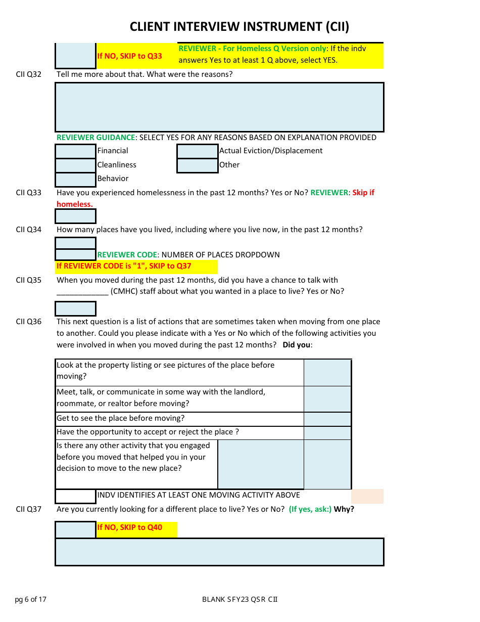 Client Interview Instrument (Cii) - New Hampshire, Page 6