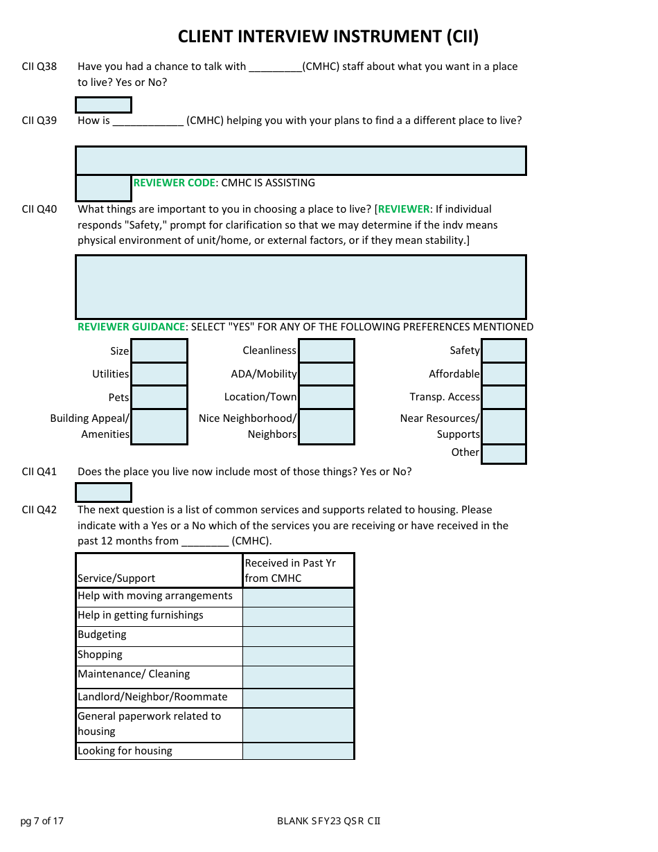 Client Interview Instrument (Cii) - New Hampshire, Page 7