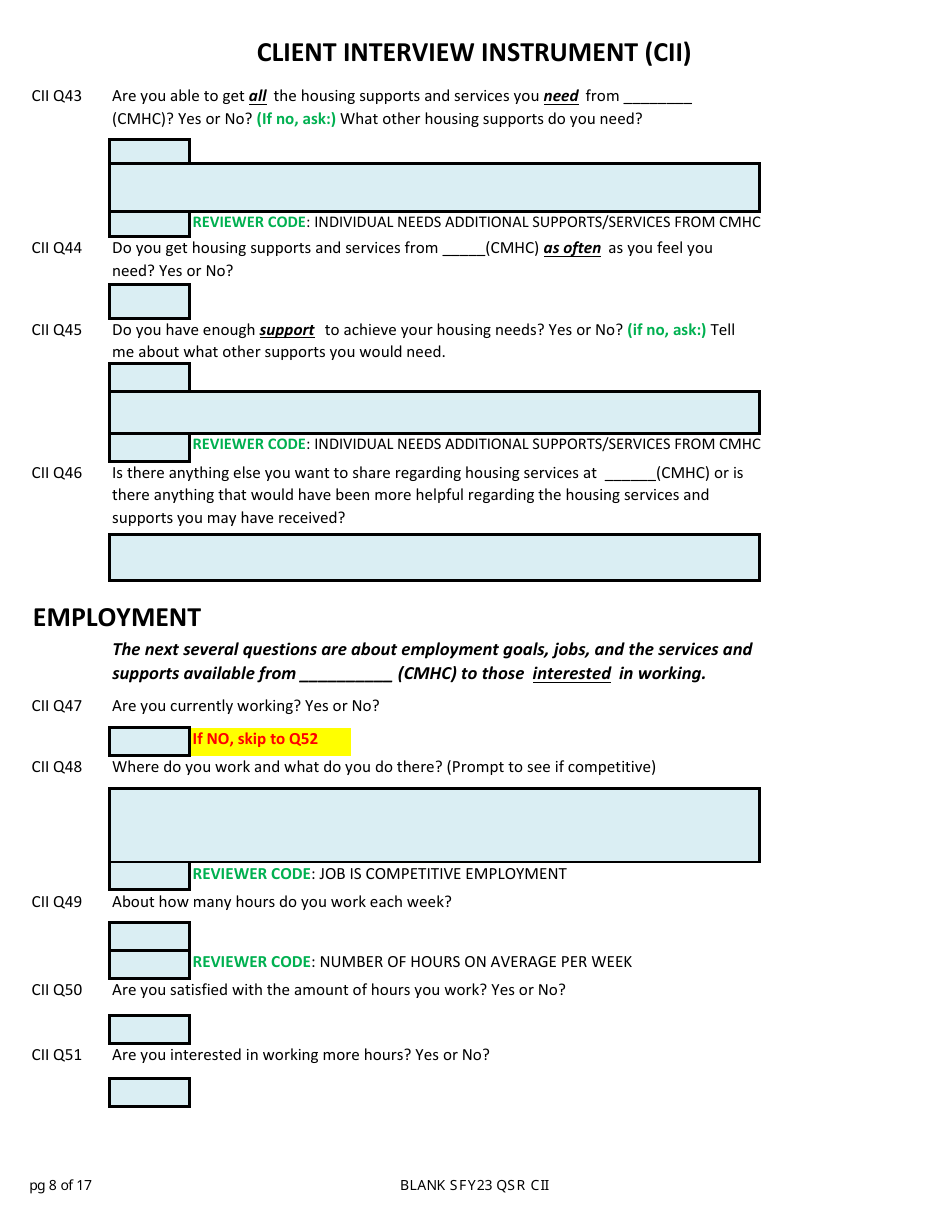 Client Interview Instrument (Cii) - New Hampshire, Page 8