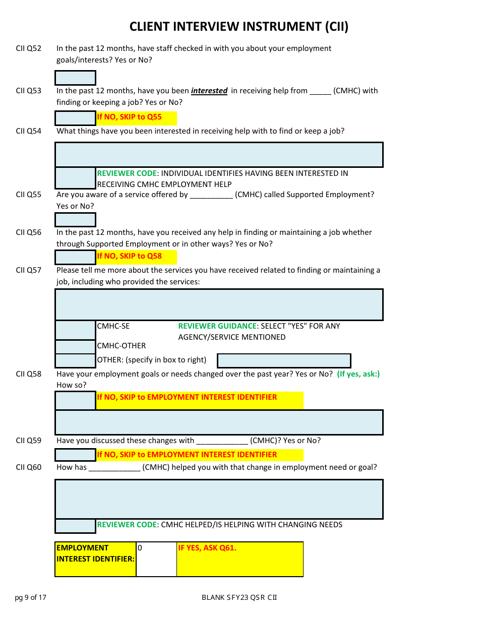 Client Interview Instrument (Cii) - New Hampshire, Page 9