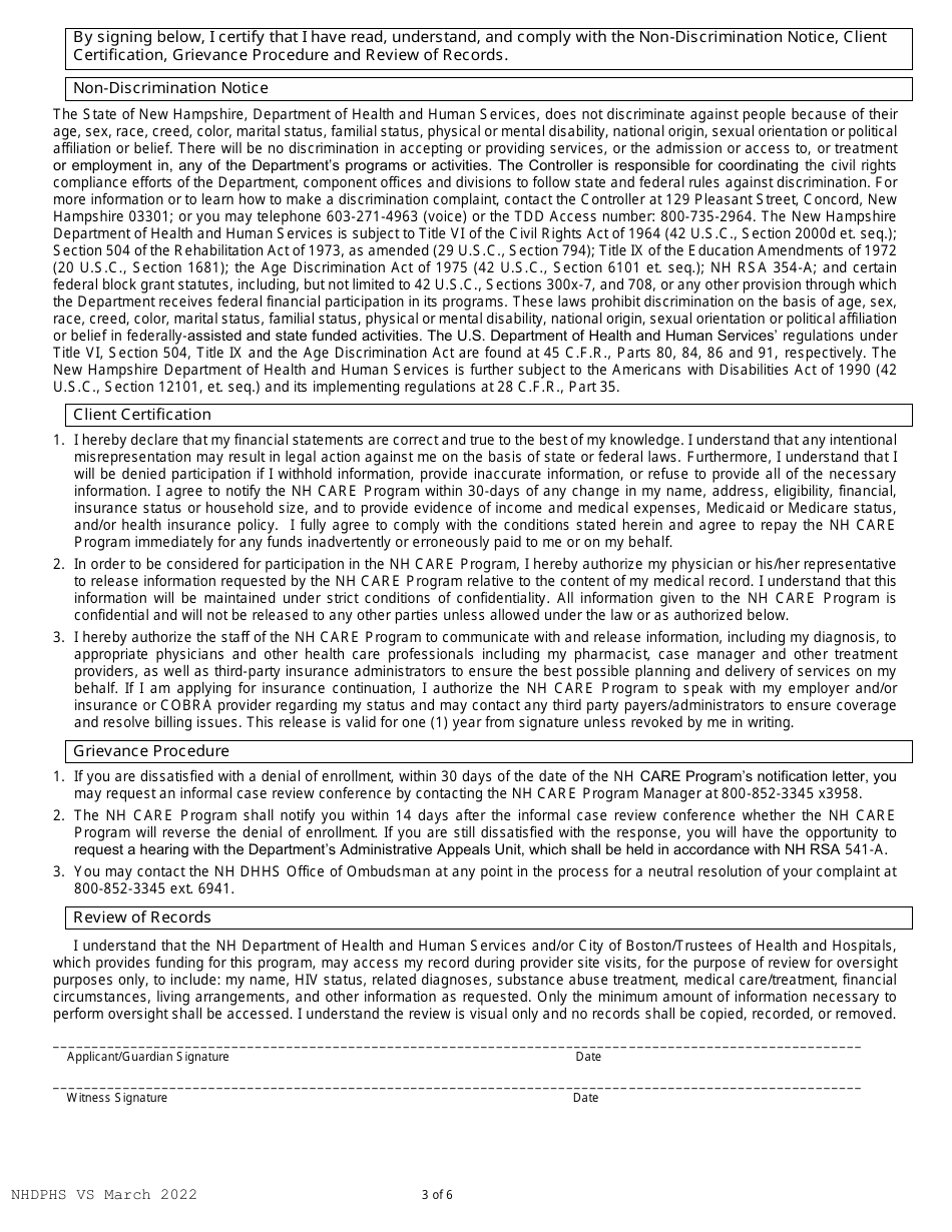 Nh Ryan White Care Application - New Hampshire, Page 3