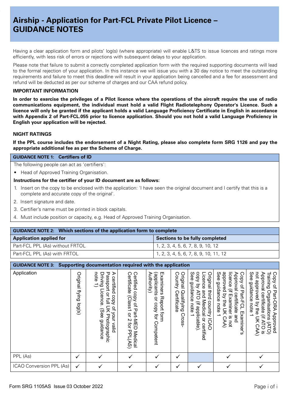 Form SRG1105AS Airship - Application for Part-Fcl Private Pilot Licence - United Kingdom, Page 10