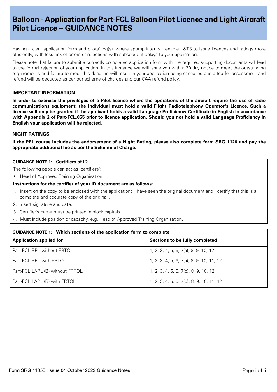 Form SRG1105B Balloon - Application for Part-Fcl Balloon Pilot Licence and Light Aircraft Pilot Licence - United Kingdom, Page 10