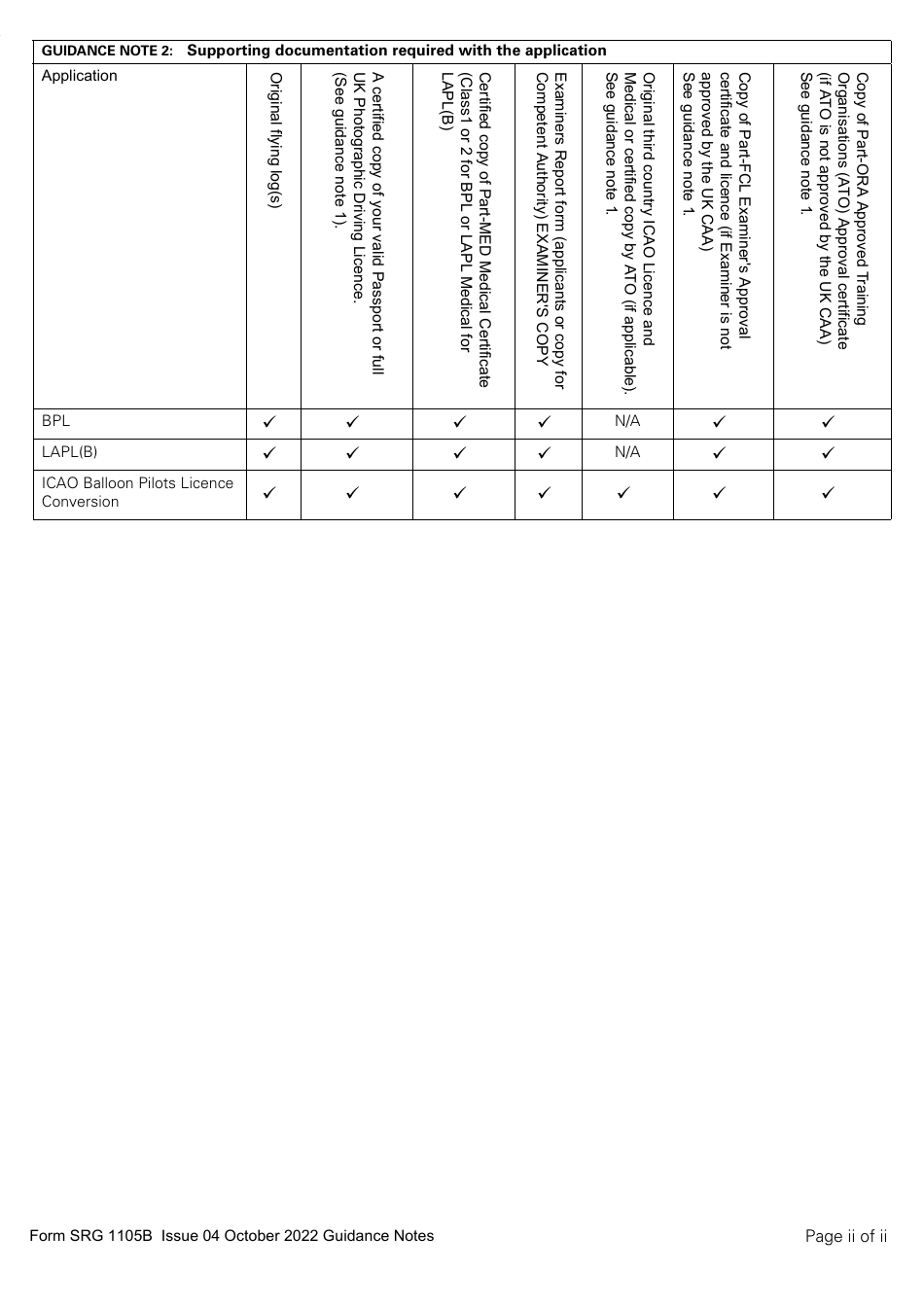 Form SRG1105B Balloon - Application for Part-Fcl Balloon Pilot Licence and Light Aircraft Pilot Licence - United Kingdom, Page 11