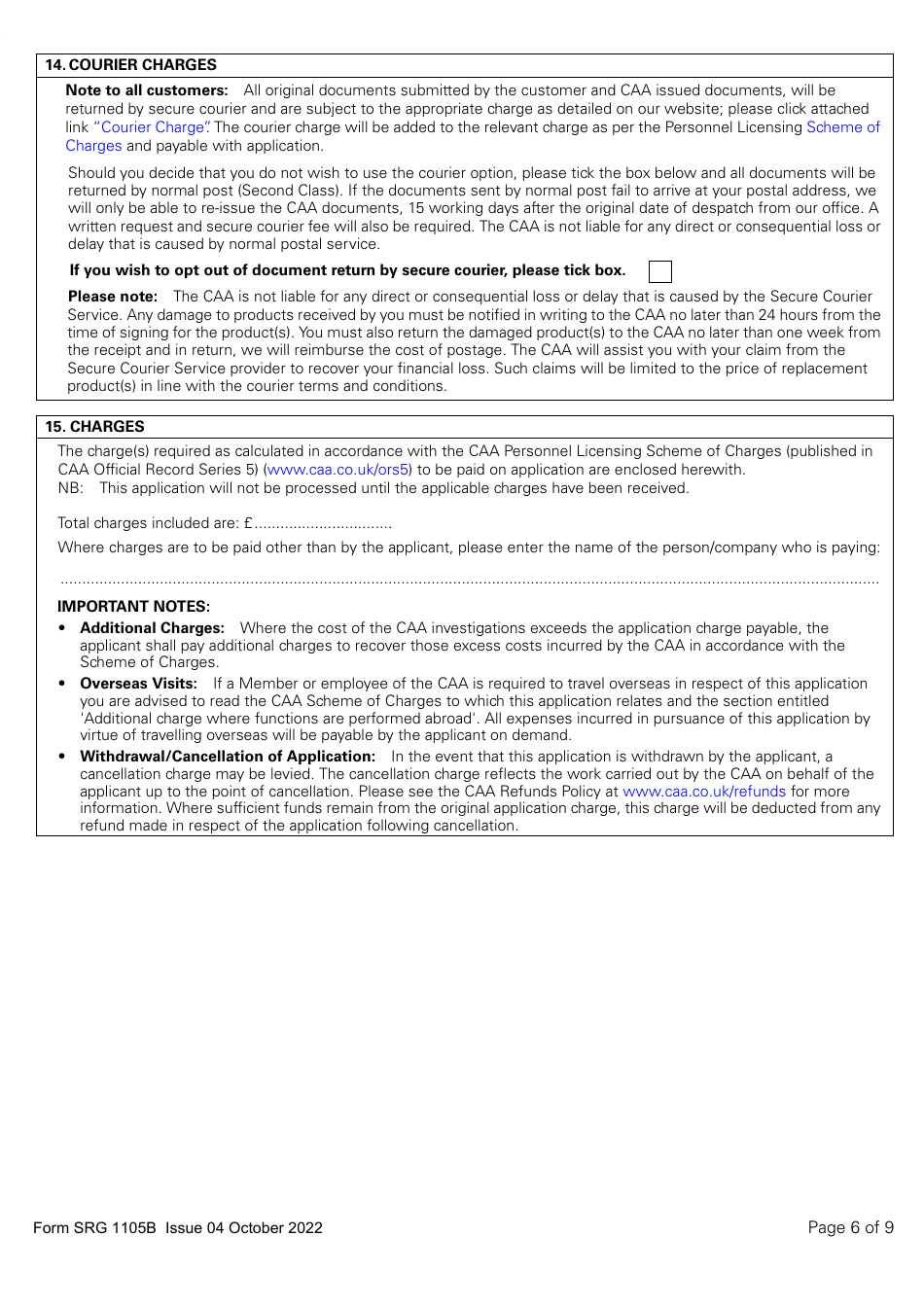 Form SRG1105B Balloon - Application for Part-Fcl Balloon Pilot Licence and Light Aircraft Pilot Licence - United Kingdom, Page 6