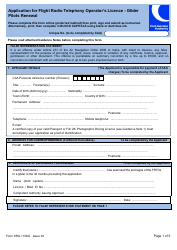 Form SRG1106G Application for Flight Radio Telephony Operator&#039;s Licence - Glider Pilots Renewal - United Kingdom