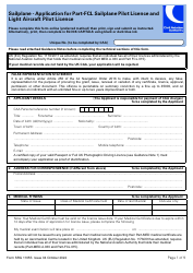 Form SRG1105S Sailplane - Application for Part-Fcl Sailplane Pilot Licence and Light Aircraft Pilot Licence - United Kingdom