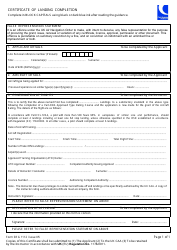 Document preview: Form SRG1112 Certificate of Landing Completion - United Kingdom