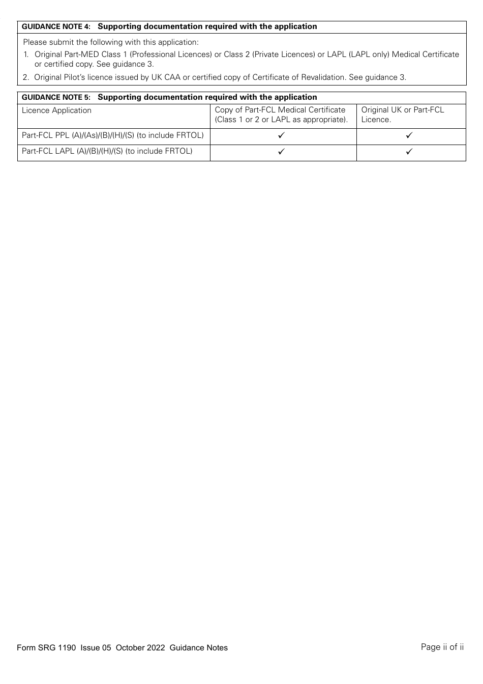 Form SRG1190 Application for the Re-grade of UK Issued Pilots Licences to Part-Fcl, Private Pilots Licences, Light Aircraft Pilot Licences or National Private Pilot Licences - United Kingdom, Page 7