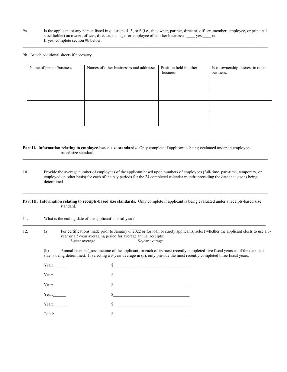 SBA Form 355 Download Fillable PDF or Fill Online Information for Small ...