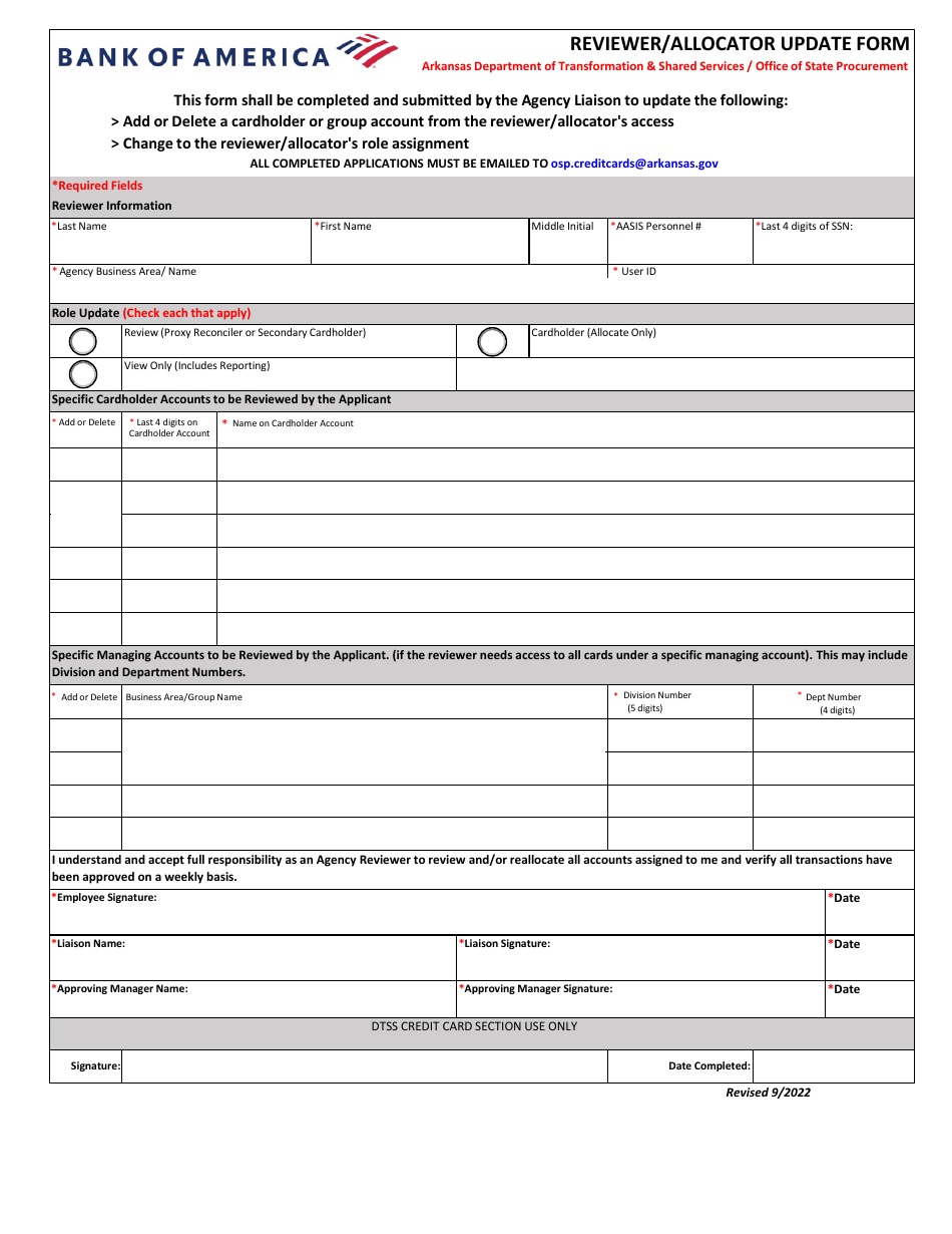 Arkansas Reviewer/Allocator Update Form - Fill Out, Sign Online and ...