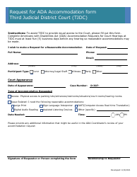 Document preview: Request for Ada Accommodation Form Third Judicial District Court (Tjdc) - Minnesota