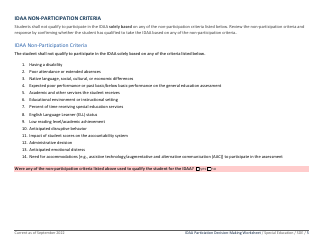 Idaho Alternate Assessment Participation Worksheet - Idaho, Page 5