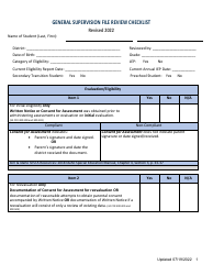 General Supervision File Review Checklist - Idaho