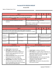 Preschool Iep File Review Checklist - Idaho
