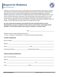 Document preview: Mediation Request Form - Special Education - Idaho