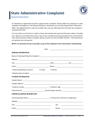 Document preview: State Administrative Complaint Form - Special Education - Idaho