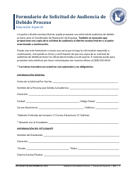 Formulario De Solicitud De Audiencia De Debido Proceso - Educacion Especial - Idaho (Spanish)