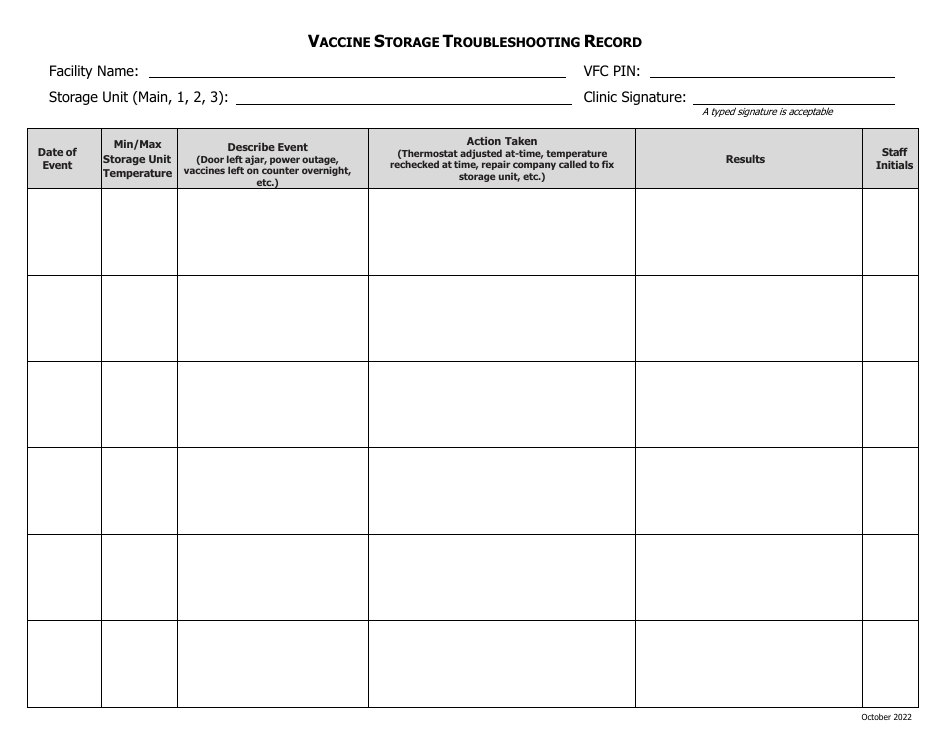 Iowa Vaccine Storage Troubleshooting Record Download Fillable PDF 2021 ...