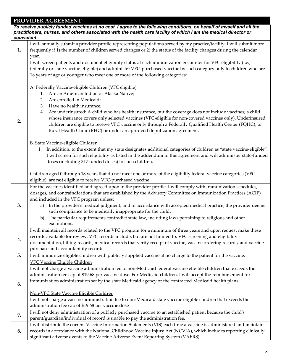 Provider Enrollment Form - Vaccines for Children (Vfc) Program - Iowa, Page 3