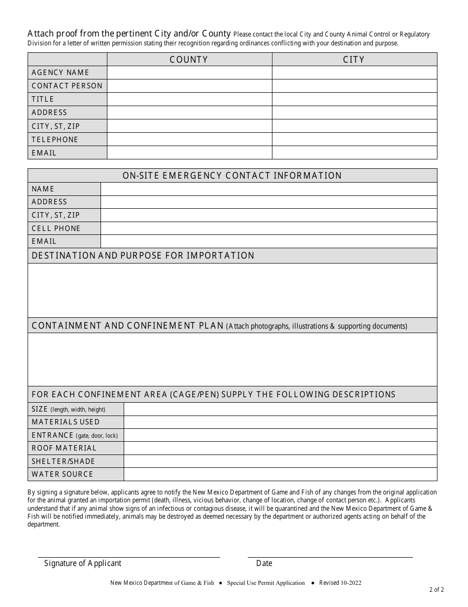 New Mexico Importation Permit Application Exhibition - Temporary 30 ...