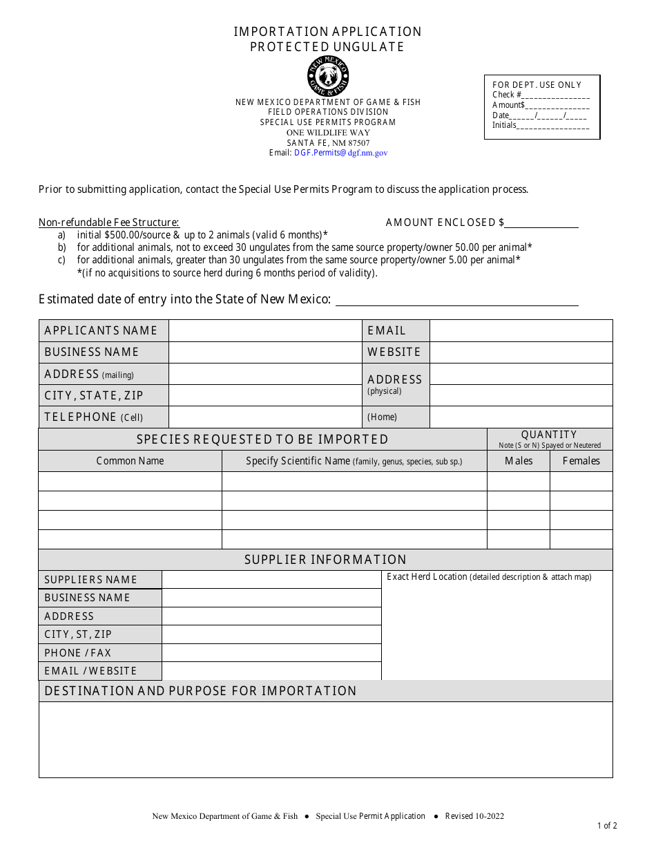 New Mexico Importation Application Protected Ungulate Fill Out Sign new-mexico-importation-application-protected-ungulate-fill-out-sign
