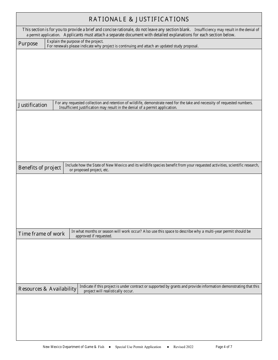 Scientific Collecting Application and Renewal to Take Protected Wildlife for Scientific Purposes - New Mexico, Page 4