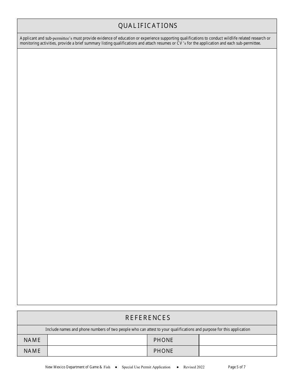 Scientific Collecting Application and Renewal to Take Protected Wildlife for Scientific Purposes - New Mexico, Page 5