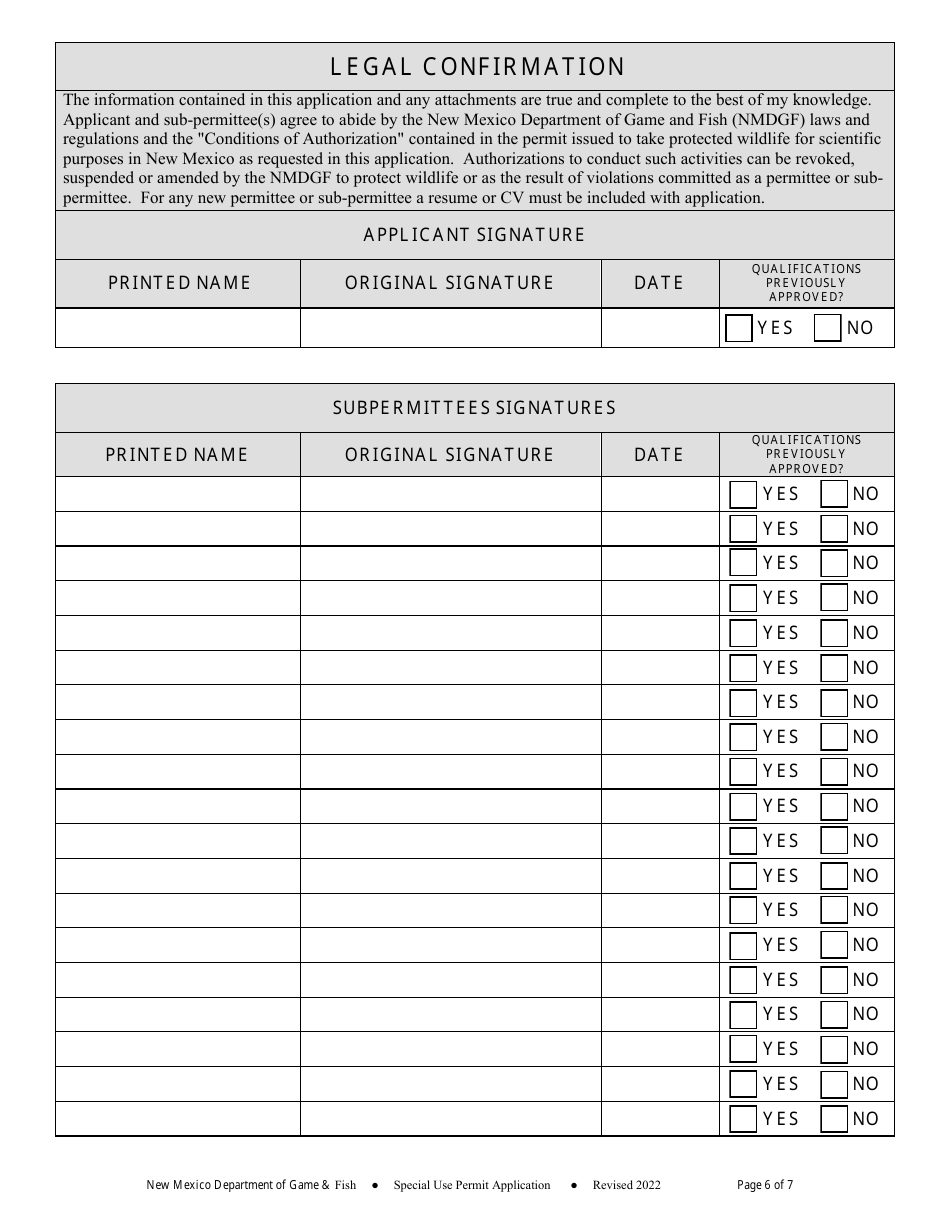 Scientific Collecting Application and Renewal to Take Protected Wildlife for Scientific Purposes - New Mexico, Page 6