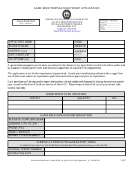 Document preview: Game Bird Propagation Permit Application - New Mexico