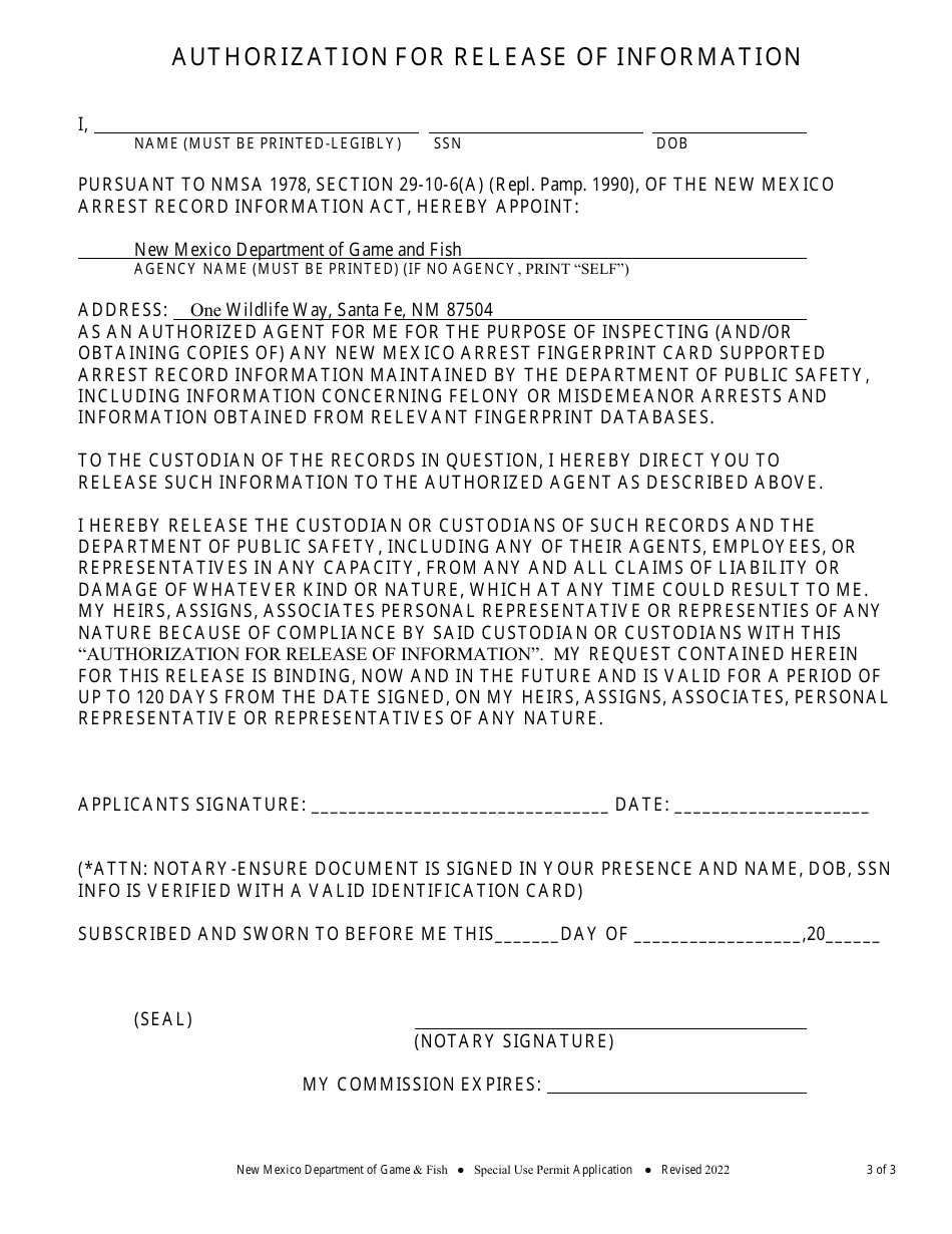 Artificial Light 14 Day Permit Application - New Mexico, Page 3