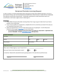 Document preview: Form AGR-4176 Reciprocal Pesticide Licensing Request - Washington