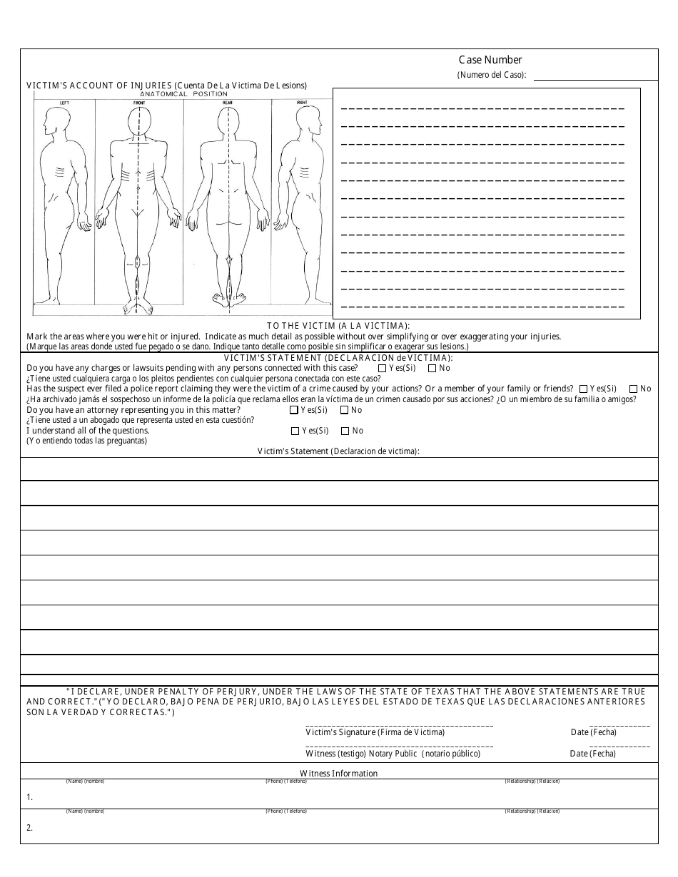 Crime Victim Supplemental Report Form - City of San Antonio, Texas, Page 4