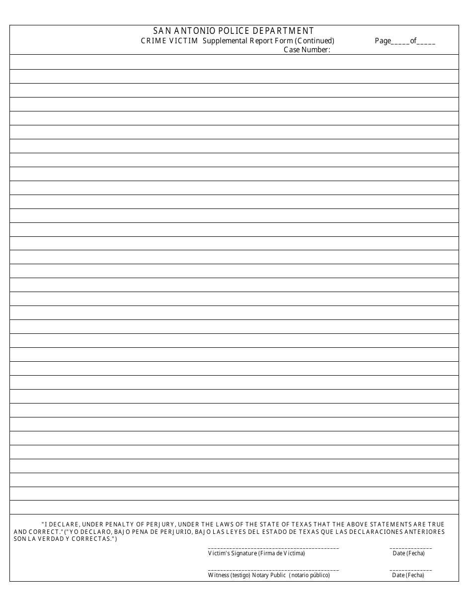 Crime Victim Supplemental Report Form - City of San Antonio, Texas, Page 5
