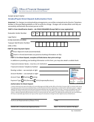 Vendor/Payee Direct Deposit Authorization Form - Washington, Page 2