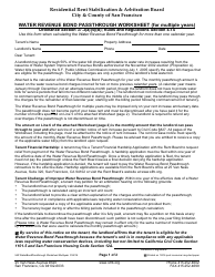 Form 540 Water Revenue Bond Passthrough Worksheet (For Multiple Years) - City and County San Francisco, California