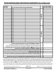 Form 540 Water Revenue Bond Passthrough Worksheet (For Multiple Years) - City and County San Francisco, California, Page 2