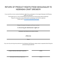 Document preview: Return of Product Rights From Wholesaler to Nebraska Craft Brewery - Nebraska
