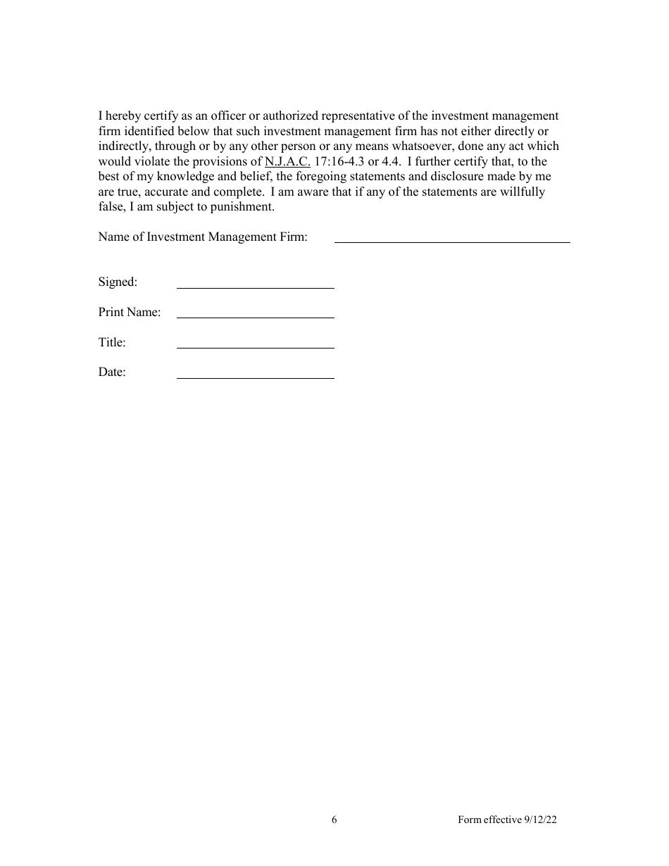 Disclosure Report of Political Contributions by Investment Management Firm - New Jersey, Page 6