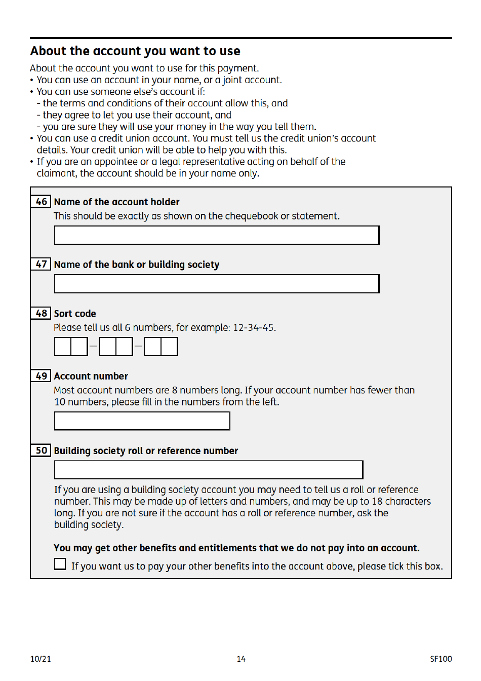 Form SF100 Sure Start Maternity Grant - United Kingdom, Page 14