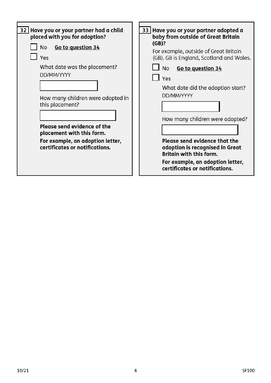 Form SF100 Sure Start Maternity Grant - United Kingdom, Page 6