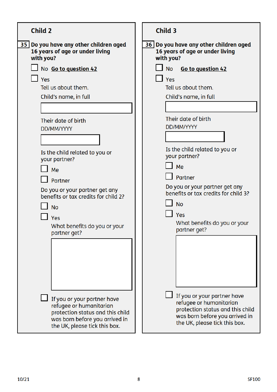 Form SF100 Sure Start Maternity Grant - United Kingdom, Page 8