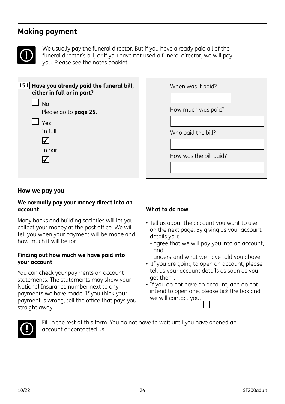Form SF200ADULT Social Fund Funeral Expenses Payment for an Adult - United Kingdom, Page 24