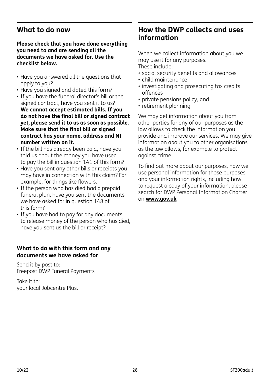 Form SF200ADULT Social Fund Funeral Expenses Payment for an Adult - United Kingdom, Page 28